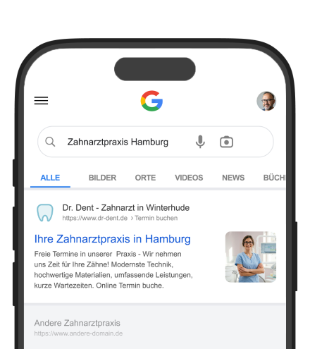 Screenshot Google Serps Zahnarzt
